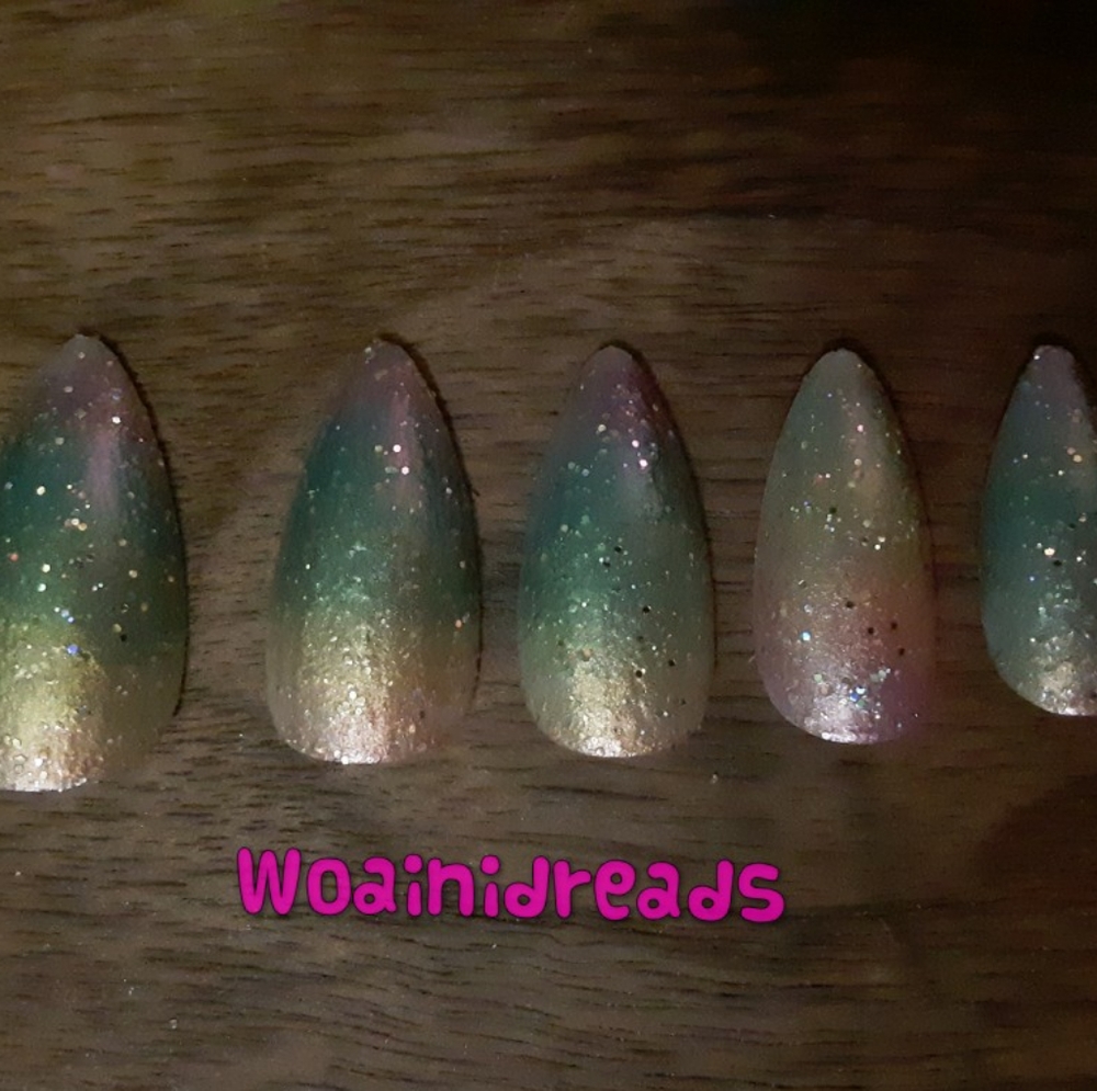 All Sizes 20 Rainbow Holographic Press on Nails